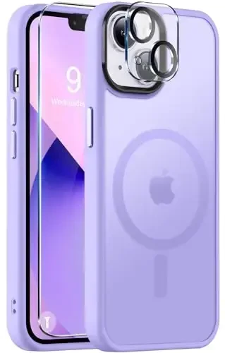 BossKiss iPhone 13 gʻilofi bilan mos, [Magsafe bilan mos] [Ekran+Kamera himoyachisi] Magnitli yarim shaffof mat ayollar erkaklar qizlar himoya qopqogʻi iPhone 13 6.1