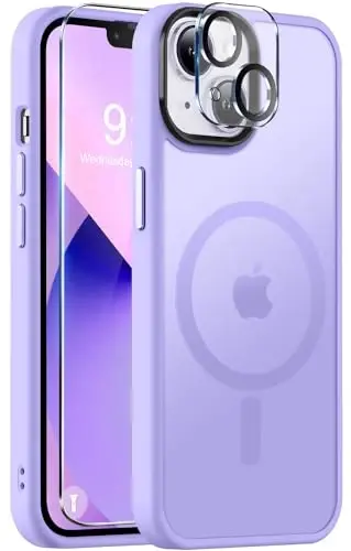 BossKiss iPhone 13 gʻilofi bilan mos, [Magsafe bilan mos] [Ekran+Kamera himoyachisi] Magnitli yarim shaffof mat ayollar erkaklar qizlar himoya qopqogʻi iPhone 13 6.1