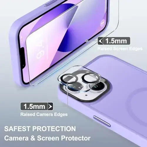 BossKiss iPhone 13 gʻilofi bilan mos, [Magsafe bilan mos] [Ekran+Kamera himoyachisi] Magnitli yarim shaffof mat ayollar erkaklar qizlar himoya qopqogʻi iPhone 13 6.1