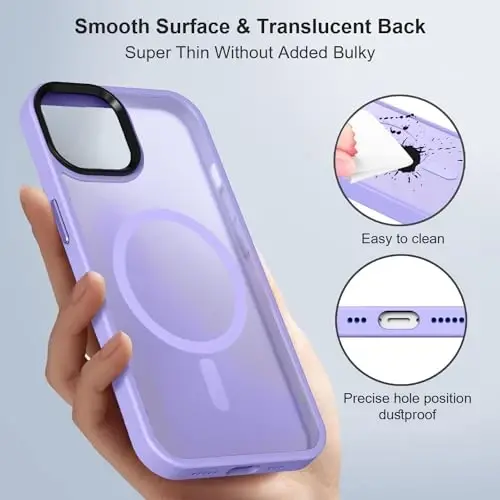 BossKiss iPhone 13 gʻilofi bilan mos, [Magsafe bilan mos] [Ekran+Kamera himoyachisi] Magnitli yarim shaffof mat ayollar erkaklar qizlar himoya qopqogʻi iPhone 13 6.1