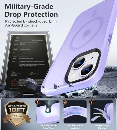 BossKiss iPhone 13 gʻilofi bilan mos, [Magsafe bilan mos] [Ekran+Kamera himoyachisi] Magnitli yarim shaffof mat ayollar erkaklar qizlar himoya qopqogʻi iPhone 13 6.1