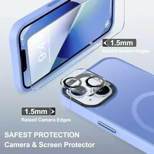 BossKiss iPhone 13 uchun g'ilof bilan mos, [Magsafe bilan mos] [Ekran+Kamera himoyachisi] Magnitli yarim shaffof mato Ayollar Erkaklar Qizlar iPhone 13 6.1