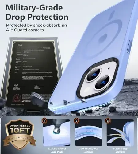 BossKiss iPhone 13 uchun g'ilof bilan mos, [Magsafe bilan mos] [Ekran+Kamera himoyachisi] Magnitli yarim shaffof mato Ayollar Erkaklar Qizlar iPhone 13 6.1