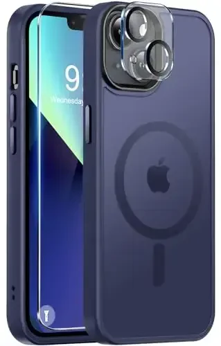 BossKiss iPhone 13 uchun g'ilofi bilan mos, [Magsafe bilan mos] [Ekran+Kamera himoyasi] Magnitli yarim shaffof mato Ayollar Erkaklar Qizlar uchun himoya qopqog'i iPhone 13 6.1