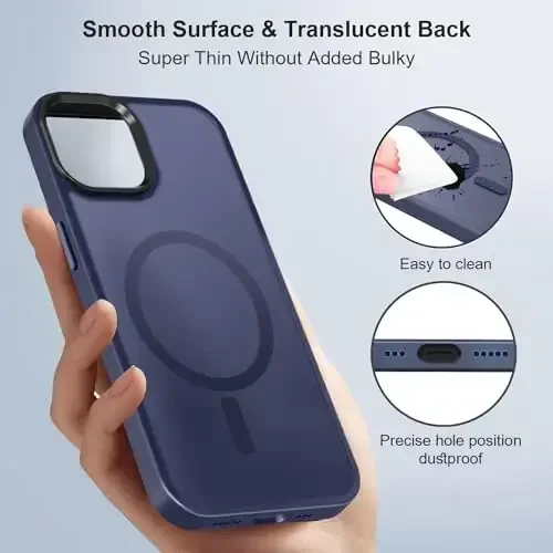 BossKiss iPhone 13 uchun g'ilofi bilan mos, [Magsafe bilan mos] [Ekran+Kamera himoyasi] Magnitli yarim shaffof mato Ayollar Erkaklar Qizlar uchun himoya qopqog'i iPhone 13 6.1