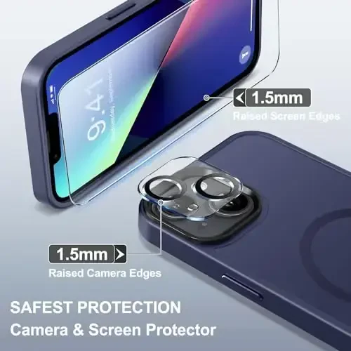 BossKiss iPhone 13 uchun g'ilofi bilan mos, [Magsafe bilan mos] [Ekran+Kamera himoyasi] Magnitli yarim shaffof mato Ayollar Erkaklar Qizlar uchun himoya qopqog'i iPhone 13 6.1