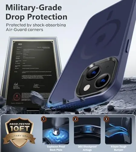 BossKiss iPhone 13 uchun g'ilofi bilan mos, [Magsafe bilan mos] [Ekran+Kamera himoyasi] Magnitli yarim shaffof mato Ayollar Erkaklar Qizlar uchun himoya qopqog'i iPhone 13 6.1
