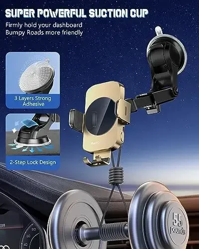 BothLin simsiz avtomobil zaryadlovchisi, tez zaryadlovchi telefon ushlagichi 3 tasi 1da Telefon o'rnatish avtomatik qisish avtomobil aksessuarlari iPhone 16 15 14 13 12 11 Xs XR, Samsung S23 Ultra S22 S21 S20/S10+ S9+ Note 9 bilan mos keladi - 5