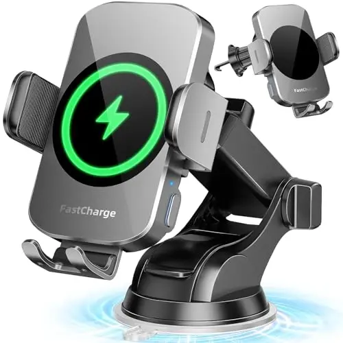 BothLin Simsiz Avtomobil Zaryadlovchisi, Tez Zaryadlovchi Telefon Uskunasi 3 ta 1da Telefon O'rnatish Avtomatik Qisqichli Avtomobil Aksesuarlari iPhone 16 15 14 13 12 11 Xs XR, Samsung S23 Ultra S22 S21 S20/S10+ S9+ Note 9 bilan mos keladi - 1