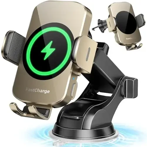 BothLin Wireless Car Charger, Fast Charging Phone Holder 3 in 1 Phone Mount Auto Clamping Car Accessories Compatible with iPhone 16 15 14 13 12 11 Xs XR, Samsung S23 Ultra S22 S21 S20/S10+ S9+ Note 9 - 1