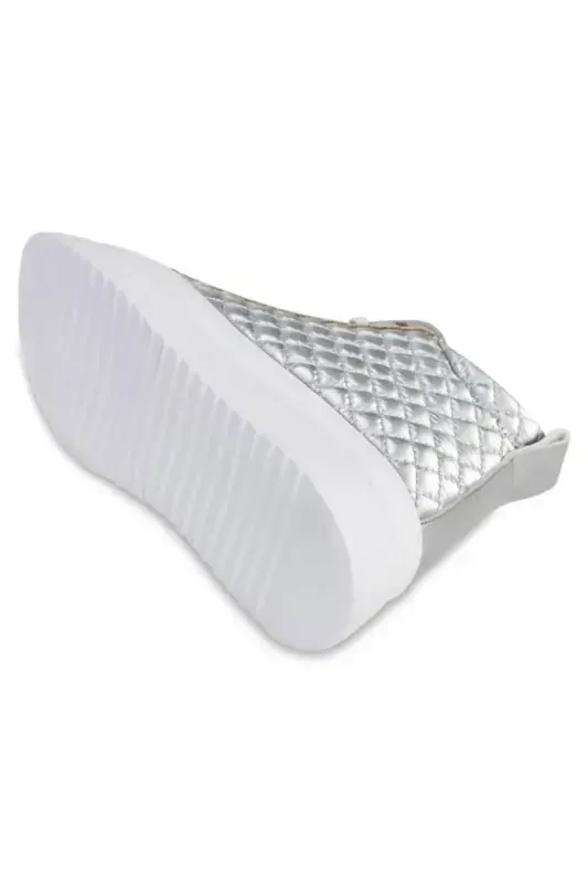 Ботинки для девочек, размеры 31-35, серебряный цвет. - 2