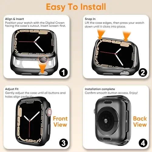 BOTOMALL Apple Watch 40mm Series 6 5 4 SE bilan mos keladigan Korpus, Yumshoq Moslashuvchan TPU Yupqa Yengil Himoya Qiluvchi Bamper iWatch uchun [Ekransiz] - porloq qora - 2