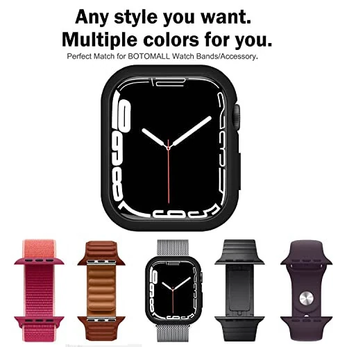 BOTOMALL Apple Watch 41mm 9-seriya, 8-seriya, 7-seriya bilan mos keladigan tampon korpusi Yumshoq egiluvchan TPU yupqa engil himoya qoplami iWatch uchun [Old ekran himoyachisi yo'q] - 7