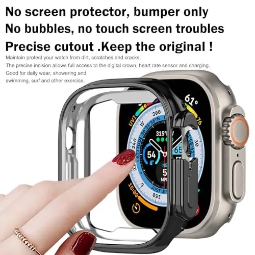 BOTOMALL Apple Watch Bumper Case Ultra 2 / Ultra 49 mm bilan mos keladi, yumshoq moslashuvchan TPU yupqa yengil himoya qopqog'i iWatch uchun [Old ekran himoyachisi YO'Q] - 4