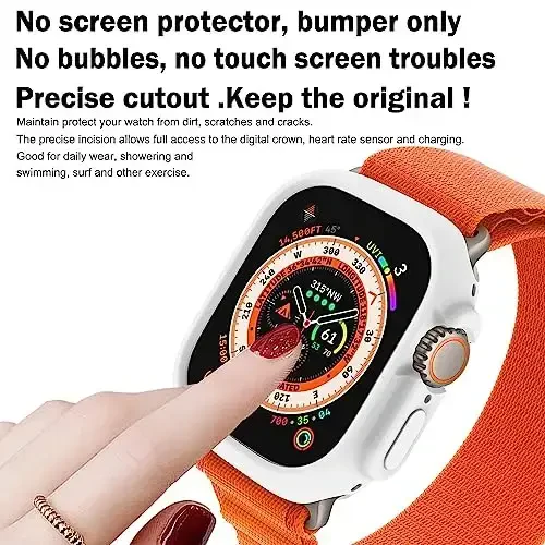 BOTOMALL Apple Watch Bumper Case Ultra 2 / Ultra 49mm bilan mos keladi. Yumshoq moslashuvchan TPU yupqa yengil himoya qopqog'i iWatch uchun [Old ekran himoyachisi YO'Q] - 2