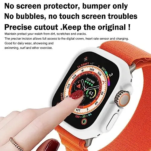 BOTOMALL Apple Watch Bumper Case Ultra 2 / Ultra 49mm bilan mos keladi. Yumshoq moslashuvchan TPU yupqa yengil himoya qopqog'i iWatch uchun [Old ekran himoyachisi YO'Q] - BOTOMALL (1)