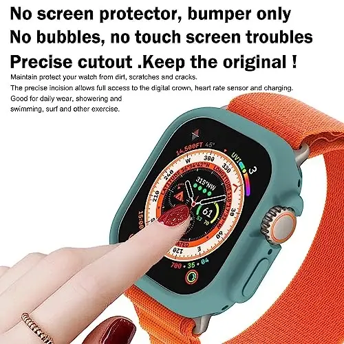 BOTOMALL Apple Watch Bumper Case Ultra 3(2025)/Ultra 2 / Ultra 49mm bilan mos keladi, yumshoq moslashuvchan TPU yupqa yengil himoya qopqog'i iWatch uchun [Old ekran himoyachisi YO'Q] - 2