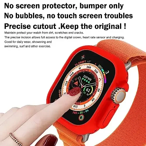 BOTOMALL Apple Watch Bumper Case Ultra 3(2025)/Ultra 2 / Ultra 49mm bilan mos keladi, yumshoq moslashuvchan TPU yupqa yengil himoya qopqog'i iWatch uchun [Old ekran himoyachisi yo'q] - 2