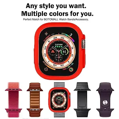 BOTOMALL Apple Watch Bumper Case Ultra 3(2025)/Ultra 2 / Ultra 49mm bilan mos keladi, yumshoq moslashuvchan TPU yupqa yengil himoya qopqog'i iWatch uchun [Old ekran himoyachisi yo'q] - 5