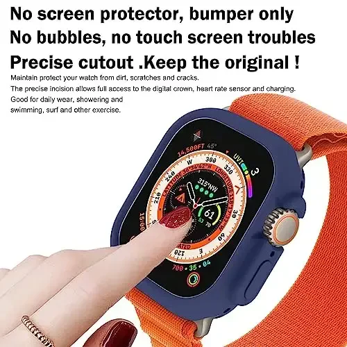 BOTOMALL Apple Watch Bumper Case Ultra 3(2025)/Ultra 2 / Ultra 49mm bilan mos keladi, yumshoq moslashuvchan TPU yupqa yengil himoya qopqog'i iWatch uchun [Old ekran himoyachisi yo'q] - 2
