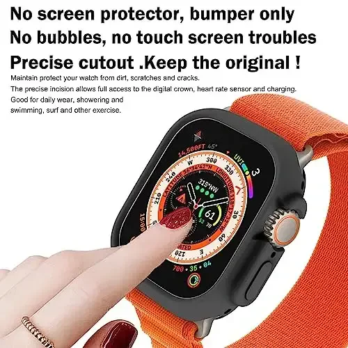 BOTOMALL Apple Watch Bumper Case Ultra 3(2025)/Ultra 2 / Ultra 49mm bilan mos keladi, yumshoq moslashuvchan TPU yupqa yengil himoya qopqog'i iWatch uchun [Old ekran himoyachisi YO'Q] - 2