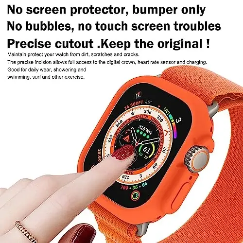 BOTOMALL Apple Watch Bumper Kılıfı ile Uyumlu Ultra 3(2025)/Ultra 2 / Ultra 49mm için Yumuşak Esnek TPU İnce Hafif Koruyucu Kapak iWatch için [Ön Ekran Koruyucu YOK] - BOTOMALL (1)