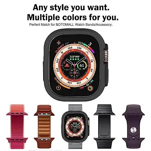 BOTOMALL Compatible with Apple Watch Bumper Case Ultra 3(2025)/Ultra 2 / Ultra 49mm Soft Flexible TPU Thin Lightweight Protective Cover for iWatch [NO Front Screen Protector] - 4