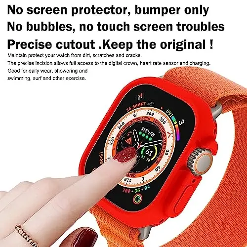 BOTOMALL Compatible with Apple Watch Bumper Case Ultra 3(2025)/Ultra 2 / Ultra 49mm Soft Flexible TPU Thin Lightweight Protective Cover for iWatch [NO Front Screen Protector] - 2