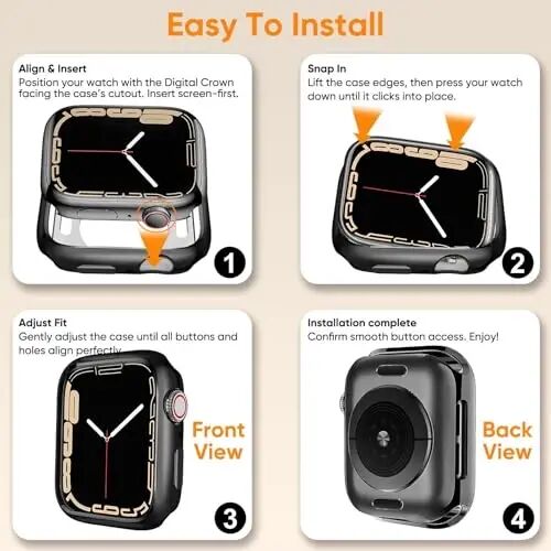 BOTOMALL Compatible with Apple Watch Bumper Case 45mm Series 9/8/7 Soft Flexible TPU Thin Lightweight Protective Cover for iWatch [NO Front Screen Protector] - 3