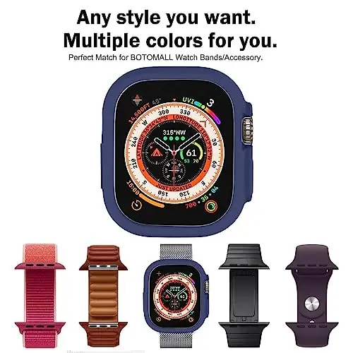 BOTOMALL Compatible with Apple Watch Bumper Case Ultra 3(2025)/Ultra 2 / Ultra 49mm Soft Flexible TPU Thin Lightweight Protective Cover for iWatch [NO Front Screen Protector] - 5