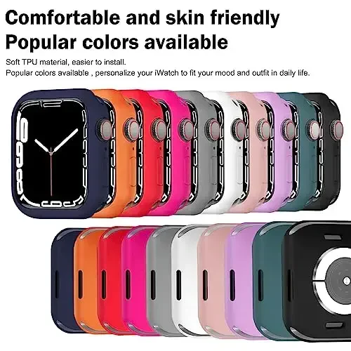 BOTOMALL Apple Watch uchun mos bamper g'ilofi 45mm Series 9/8/7 Yumshoq moslashuvchan TPU Yupqa yengil himoya qoplamasi iWatch uchun [Old ekran himoyachisisiz] - 4