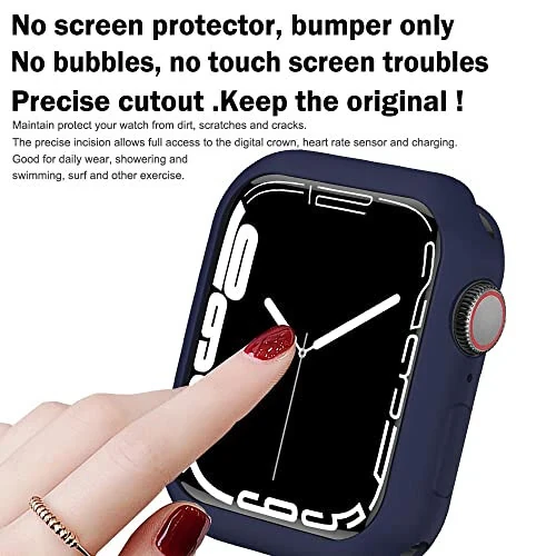 BOTOMALL Compatible with Apple Watch Bumper Case 41mm Series 9 Series 8 Series 7 Soft Flexible TPU Thin Lightweight Protective Cover for iWatch [NO Front Screen Protector] - 3