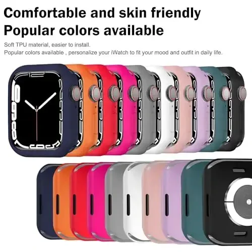 BOTOMALL Compatible with Apple Watch Bumper Case 41mm Series 9/8/7 Soft Flexible TPU Thin Lightweight Protective Cover for iWatch [NO Front Screen Protector] - 4