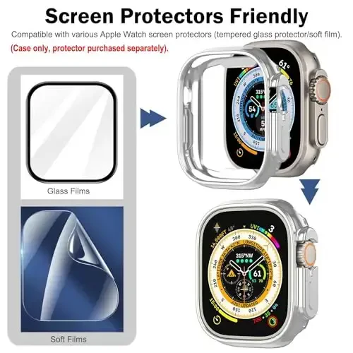BOTOMALL Compatible with Apple Watch Bumper Case Ultra 3(2025)/Ultra 2 / Ultra 49mm Soft Flexible TPU Thin Lightweight Protective Cover for iWatch [NO Front Screen Protector] - 3