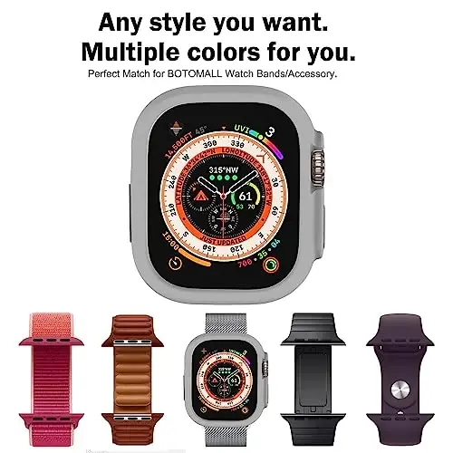 BOTOMALL Compatible with Apple Watch Bumper Case Ultra 3(2025)/Ultra 2 / Ultra 49mm Soft Flexible TPU Thin Lightweight Protective Cover for iWatch [NO Front Screen Protector] - 5
