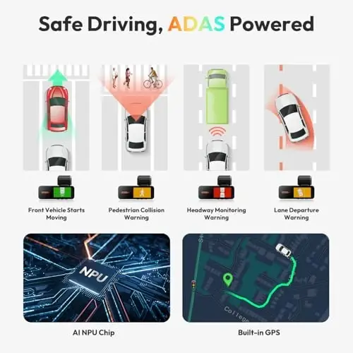 BOTSLAB 4K Dash Cam Front and Rear, 170° Ultra Wide Dashcam with ADAS, Night Vision, 24/7 Parking Mode, Sony STARVIS Sensor, WDR, Free 64GB SD Card, 5G/2.4G WiFi, Built-in GPS, Loop Recording - 5