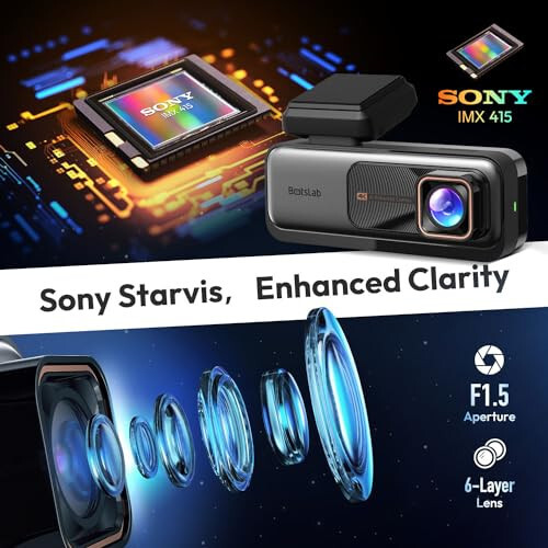 BOTSLAB 4K Ön ve Arka Ön Kamera, 170° Ultra Geniş Ön Kamera, ADAS, Gece Görüşü, 7/24 Park Modu, Sony IMX415 Sensörü, WDR, Ücretsiz 64GB SD Kart, 5G/2.4G WiFi, Dahili GPS, Döngü Kaydı - 2