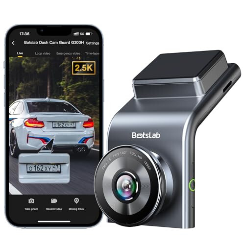 BOTSLAB Avtomobil Dash Cam 2.5K, 140° Keng Burchak Avtomobil kamerasi old, Rangli Kechki Ko'rish, O'rnatilgan WiFi GPS, 24 soat Harakatni Aniqlash Park Modusi, WDR, Favqulodda va Tsiklik Yozuv (SD karta yo'q) - 1