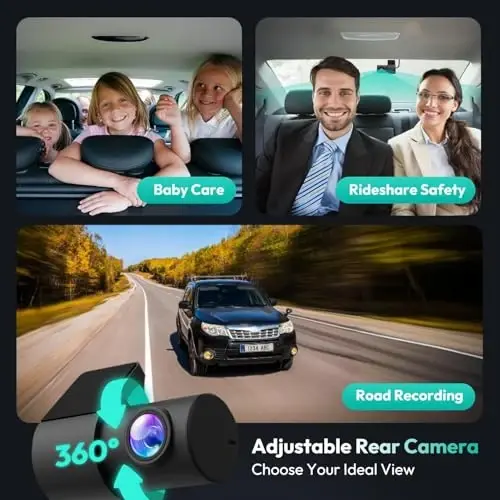 BOTSLAB G980H 4K STARVIS Dash Cam Front and Rear, 64GB Card, Voice Control | 5.8GHz WiFi, Superior WDR Night Vision, 24H Parking Mode, ADAS, App Control, Built-in GPS, Loop Recording, Supercapacitor - 5