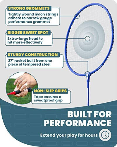 Boulder Sports Badminton Raketkalari - Yengil Badminton Raketkasi To'plam 3 Shuttlecock va Raketka Kılıfi bilan - Orqa Hovli yoki Tashqi O'yinlar uchun Badminton To'plam - 4
