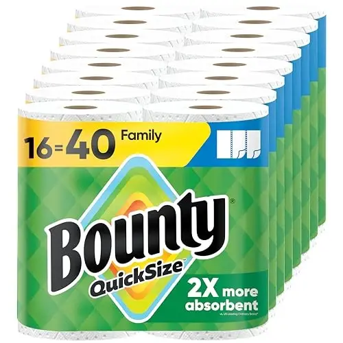 Bounty Paper Towels Quick Size, White, 16 Family Rolls = 40 Regular Rolls - PROCTER & GAMBLE (P&G-2)