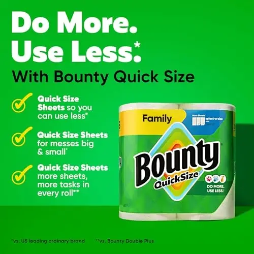 Bounty Quick Size Paper Towels, White, 8 Family Rolls - PROCTER & GAMBLE (P&G-2) (1)