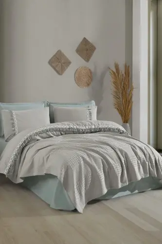 Boutique Double Tasselled Pique Set Bohamline-Gray 