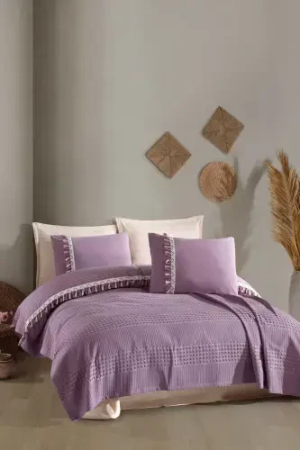 Boutique Double Tasselled Pique Set Bohamline-Lilac - Modazone (1)