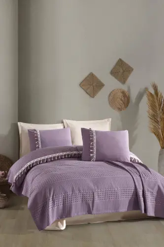 Boutique Double Tasselled Pique Set Bohamline-Lilac - 1