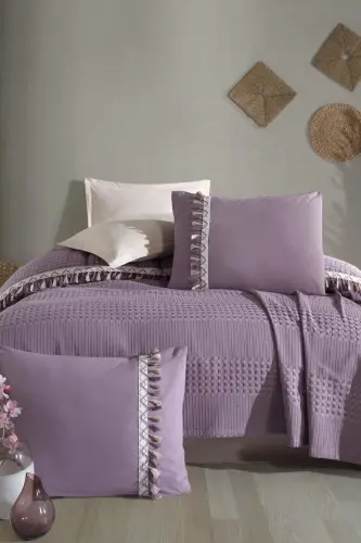 Boutique Double Tasselled Pique Set Bohamline-Lilac - 3