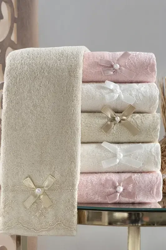 Bow 30x50cm 6 Pieces Soft Shiny Hand Towel - COMFORT HOME