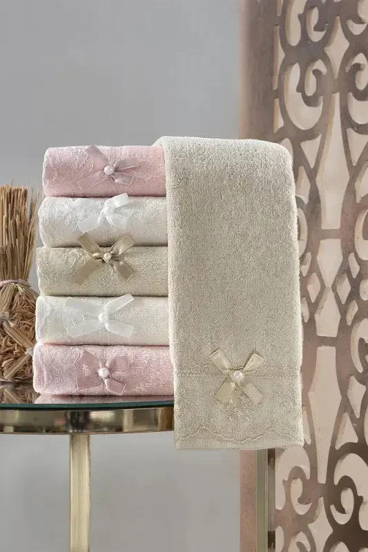 Bow 30x50cm 6 Pieces Soft Shiny Hand Towel - 4