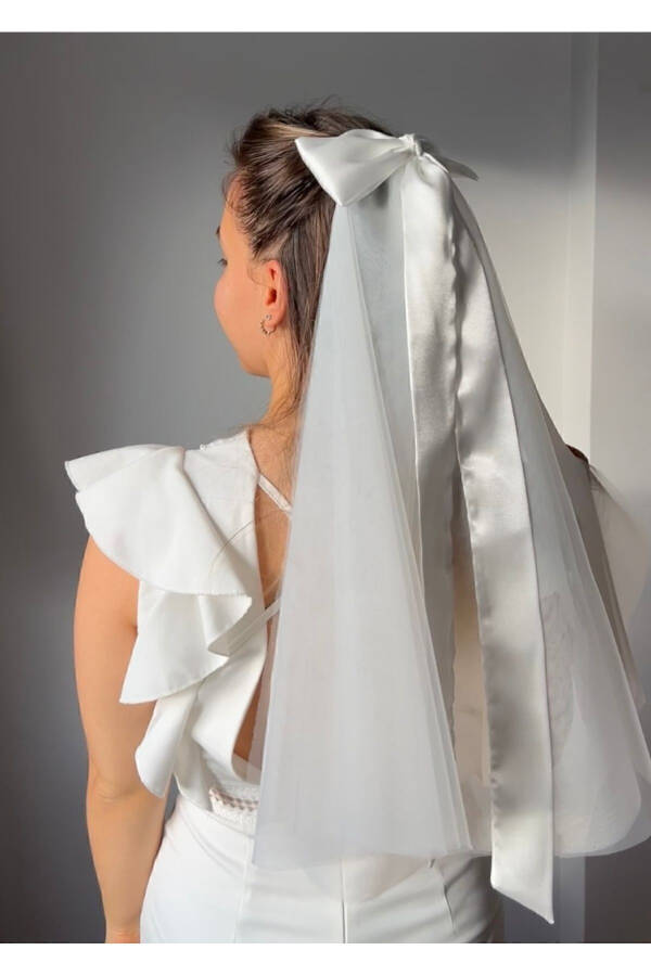 Bow Bridal Veil Bridal Cap Velet Bridal Cap, Wedding Hat Velet - 1