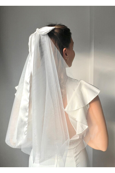 Bow Bridal Veil Bridal Cap Velet Bridal Cap, Wedding Hat Velet - 3